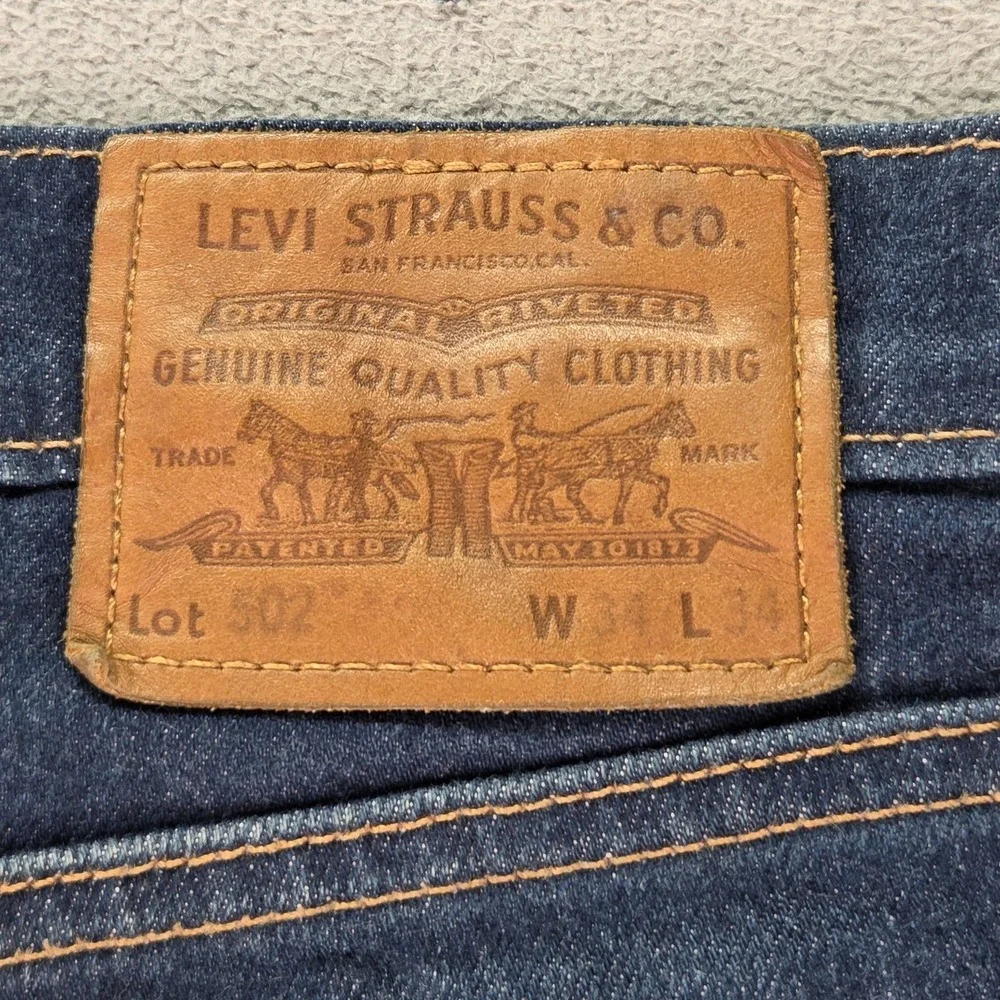 Levis 502 Jeans Mens‎ Selvedge Blue Med Wash Regular Fits 36x29